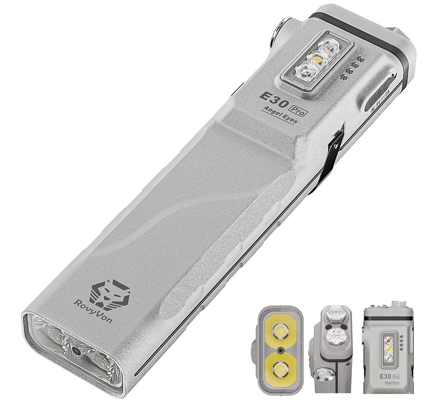 RovyVon E30 Pro - Torcia EDC ricaricabile USB-C, max 3500 lumen, torcia piatta con sensore di prossimità, interruttore combinato, luce tascabile versatile per trasporto/emergenza di tutti i giorni