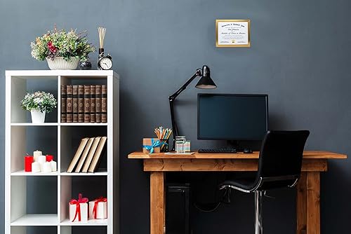 Miniatura 2 de Marco dorado de 8.5 x 11 pulgadas para certificado de galería y documentos, moldeado ancho, incluye accesorios para colgar y caballete de