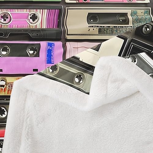Miniatura 4 de Manta de cinta de música retro de 30 x 40 pulgadas, mantas de vellón vintage de radios para adolescentes, niños y niñas, manta mullida de casete de