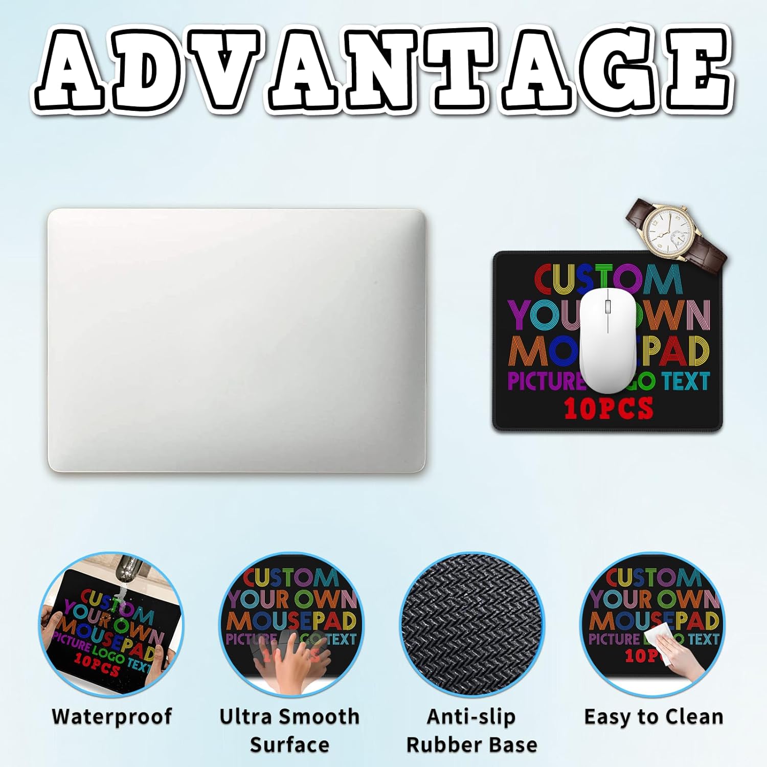 Mouse Pad Personalized, 7 * 8.6in Custom Mouse Pads for Desk 10 PCS, Computer Desk Work Desks Accessories, Office Supplies, Computer Mouses Pad, Mouse and Keyboard Pad