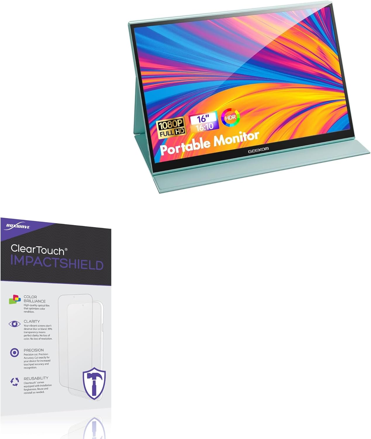 BoxWave ClearTouch ImpactShield Screen Protector on a portable monitor