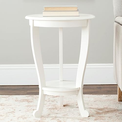 Miniatura 13 de SAFAVIEH American Homes Collection Mary Vintage - Mesa auxiliar con pedestal gris Cerezo oscuro,Negro (Distressed Black),Crema Envejecido,Gris