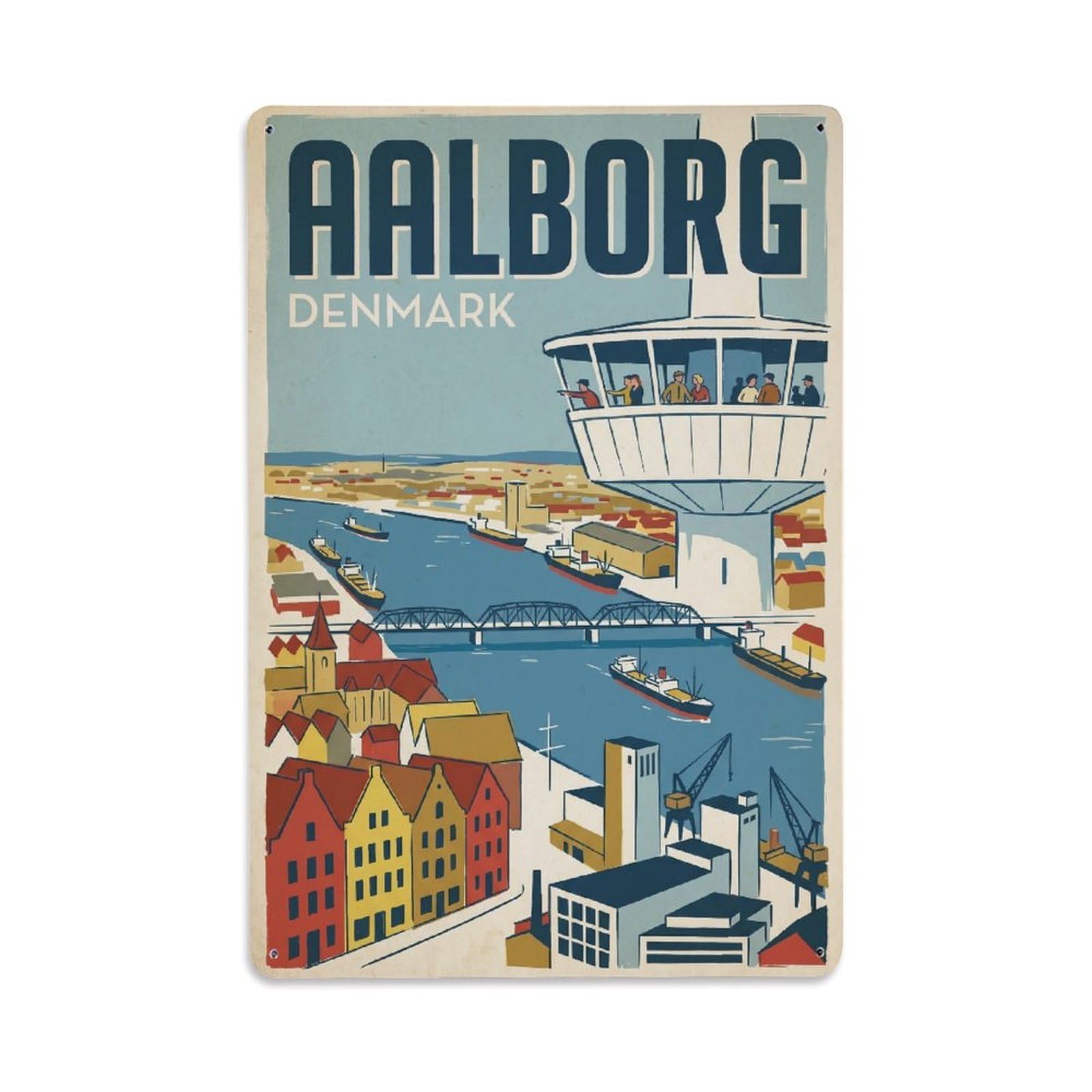 Retro Denmark Aalborg Travel Metal Tin Sign