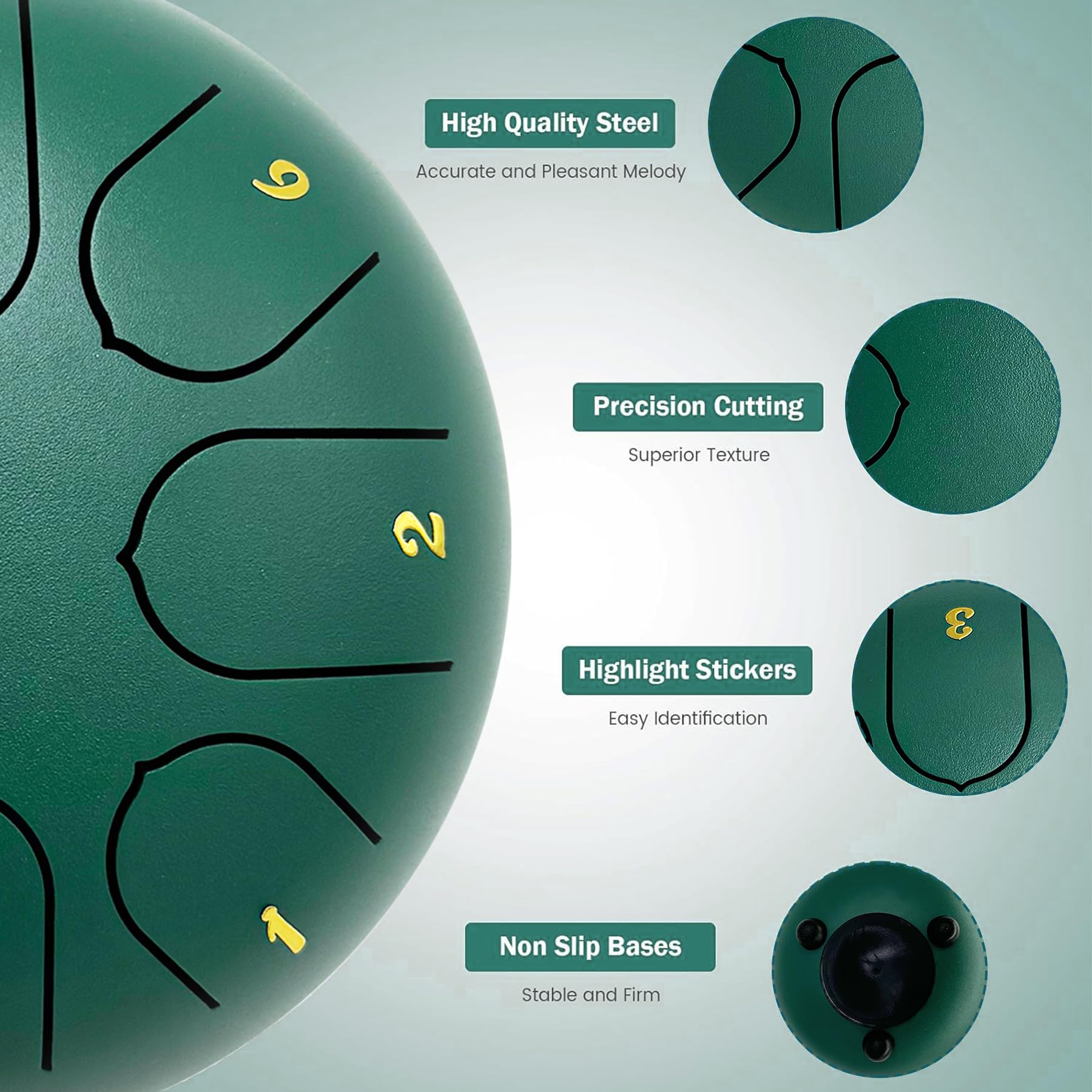 Rain Tamburo Zen Esterno, Handpan Portatile, Strumento a Percussione Metallo, Chakra Drum, Steel Drum, Musica Esterna (8-Ton 6-Zoll)
