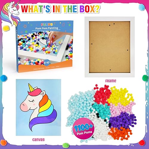 Miniatura 9 de Funto Kit de arte de pintura de pompones de tulipán, más de 1100 pompones, lienzo y caballete resistente para decoración del hogar, adecuado para