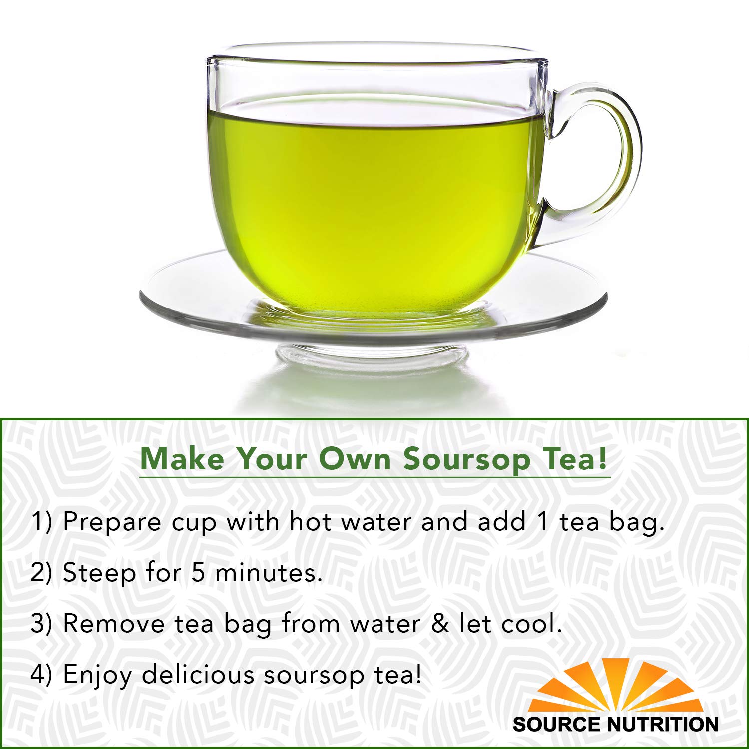 Soursop Tea by Source Nutrition - Pure Graviola Tea, Cut and Sifted Leaves, High in Acetogenins - 30 Tea Bags With Resealable Pouch (Soursop Tea)