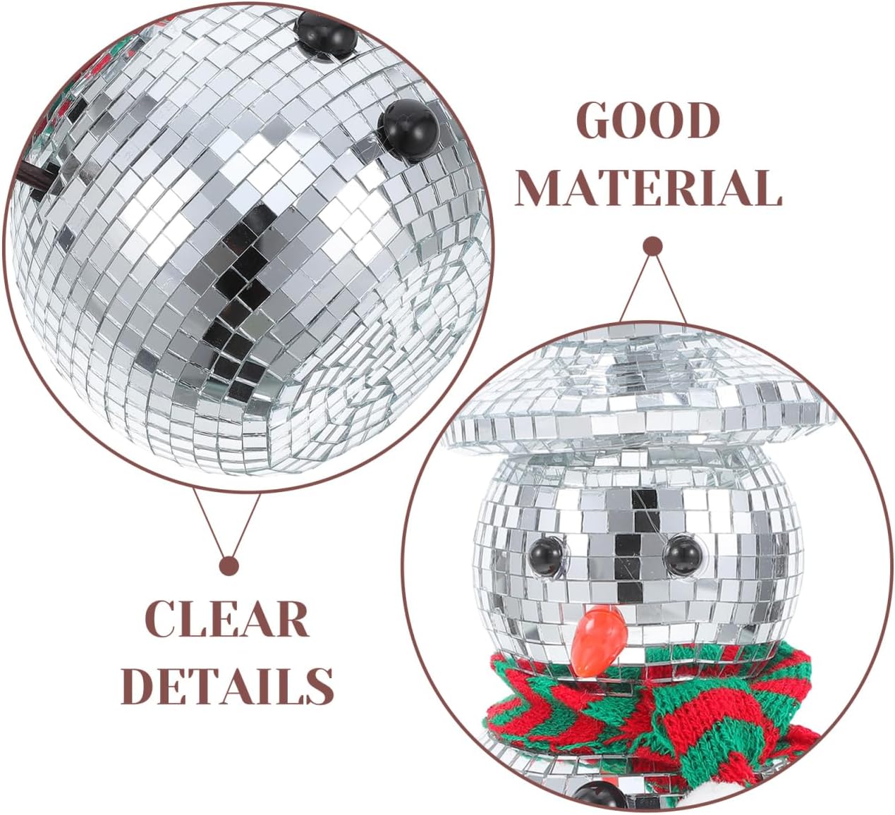 Gadpiparty Christmas Snowman Disco Ball Figurine Reflective Winter Decor with Knitted Scarf Hat for Holiday Fireplaces Festive Gatherings Enchanting Light Effects for Home Pub