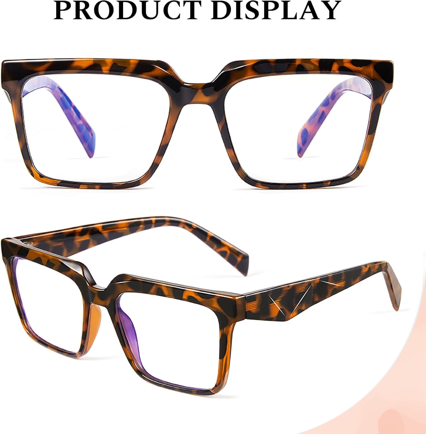 Blue Light Blocking Glasses for Women Men, Square Thick Frame Anti Eyestrain & UV Glare JF6218 - Image 3