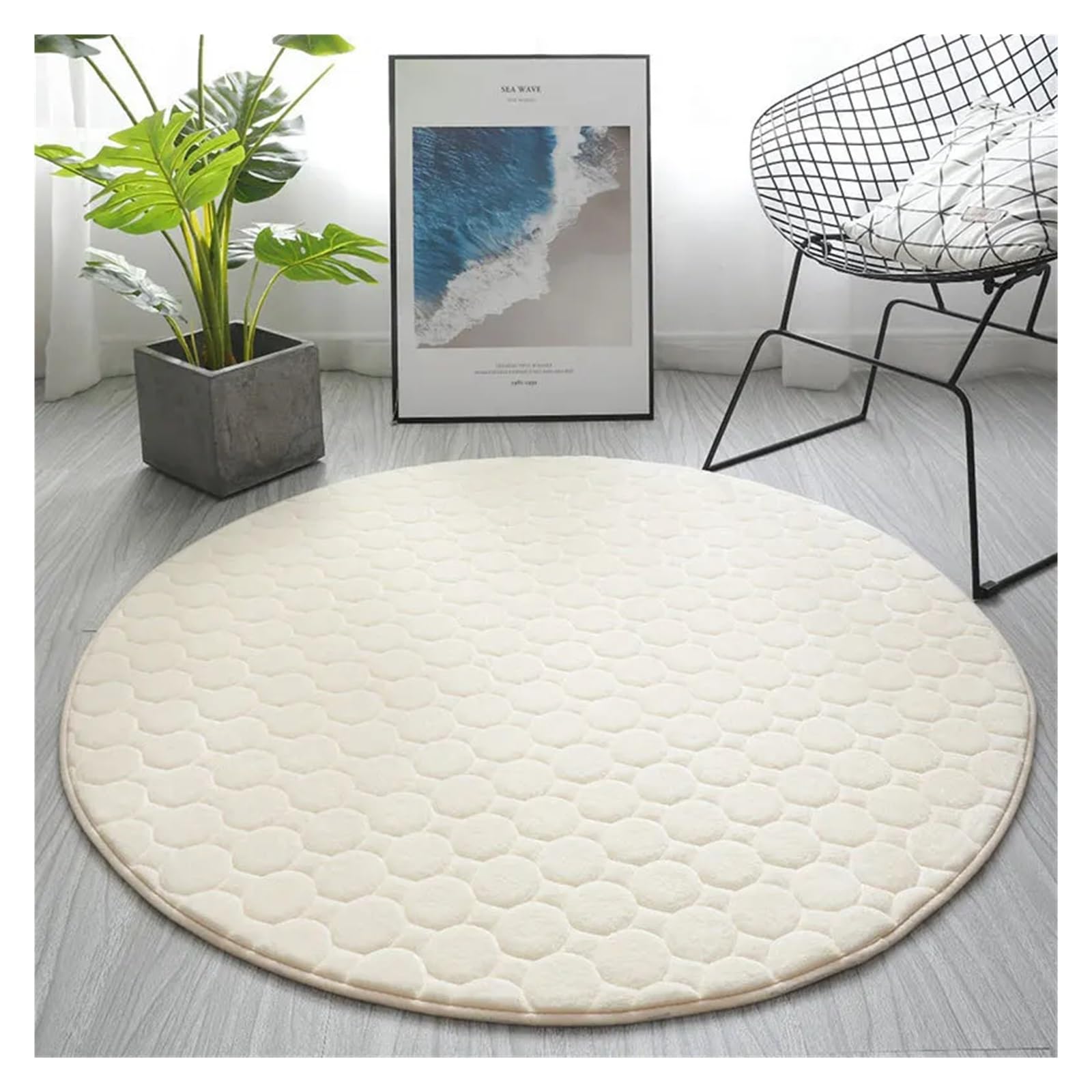 Tapis de sol rond en polaire corail pour réchauffer les sols froids