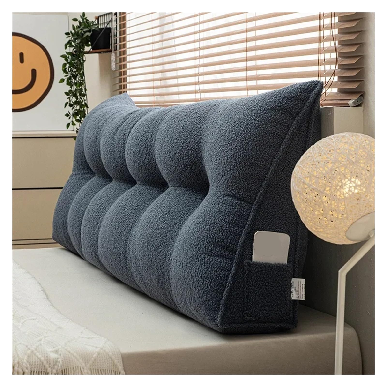 GMGQJST Headboard Pillow Large Triangular Headboard Wedge Bed Rest Reading Pillow Backrest Positioning Support Bolster Cushion With Removable Cover(Blue,180X50X20CM)