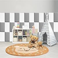 Vista 17 de Paneles tapizados para cabecero, 12 paneles de 7.8 x 15.7 pulgadas, paneles acolchados de pared para niños, cabecero de cama 3D anticolisión montado