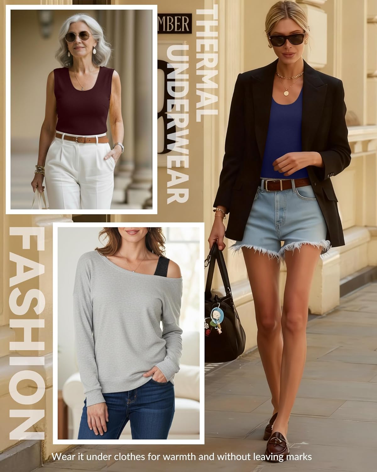 5 Pack Women's Thermal Tank Tops Fleece No Hem Thermal Underwear Sleeveless Tops Camisole Warm Base Layer - Image 4