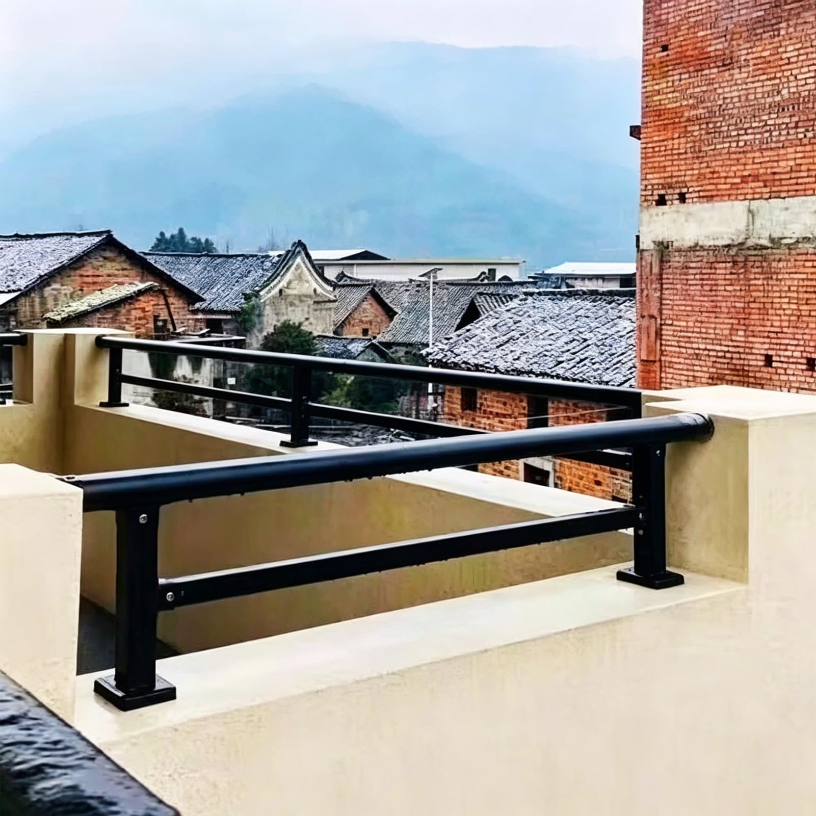 Minglez Lxh Steel Railing Outdoor Pickets For Increase Height, Fence Extension Height Privacy Topper For Pool/Yard/Balcony, Flat Guardrail Kit Temporary(90X35cm/35X14in)