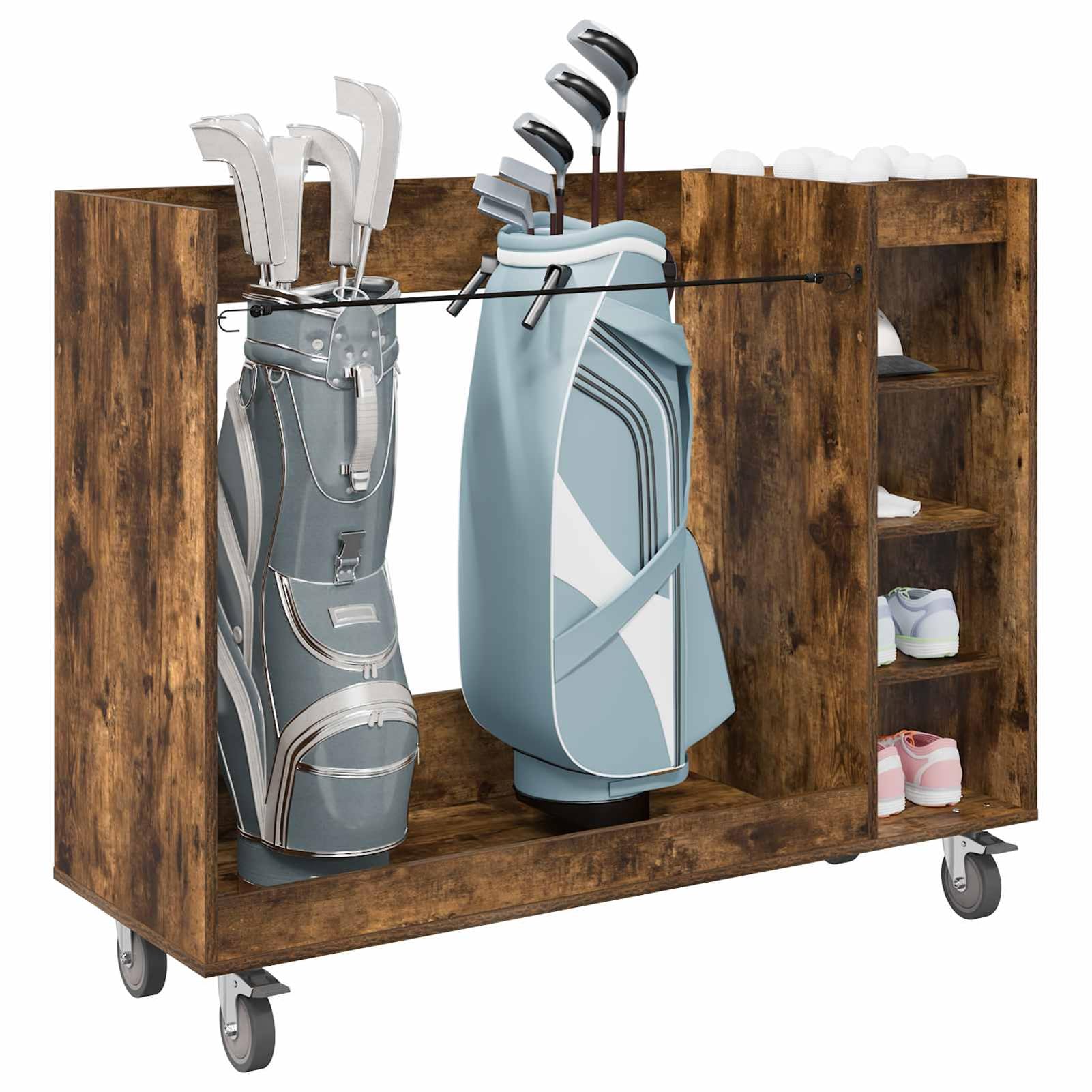 Gecheer Golf-Schrank, 120 x 45 x 98 cm, Eiche, Stauraum für Golfzubehör, für Garage und Wohnraum