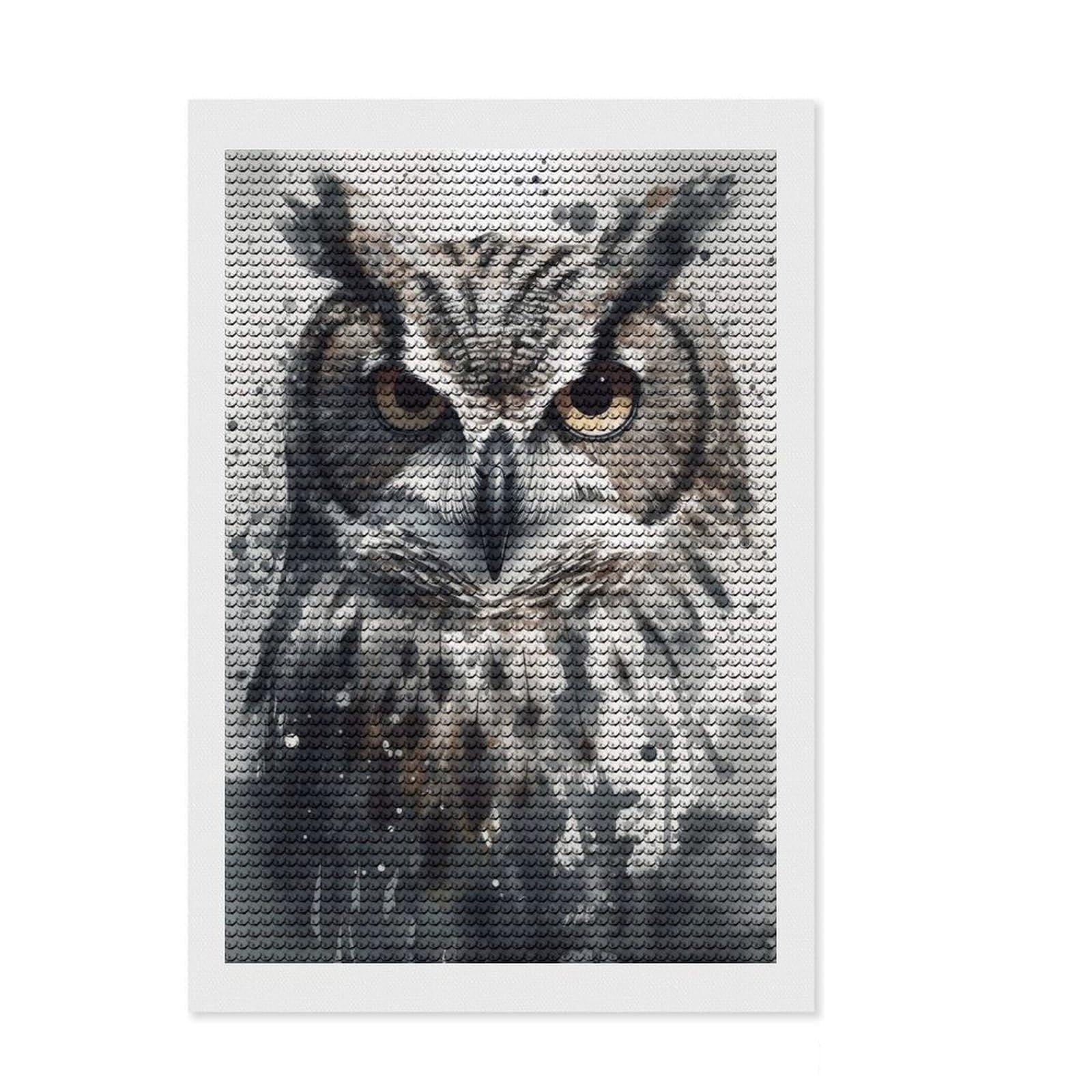 Junmoney Owl Beauty Watercolor Full Drill Diamond Painting Kit 8"x12", Complete Accessories, Neat Printed Canvas, Creative Leisure Activity