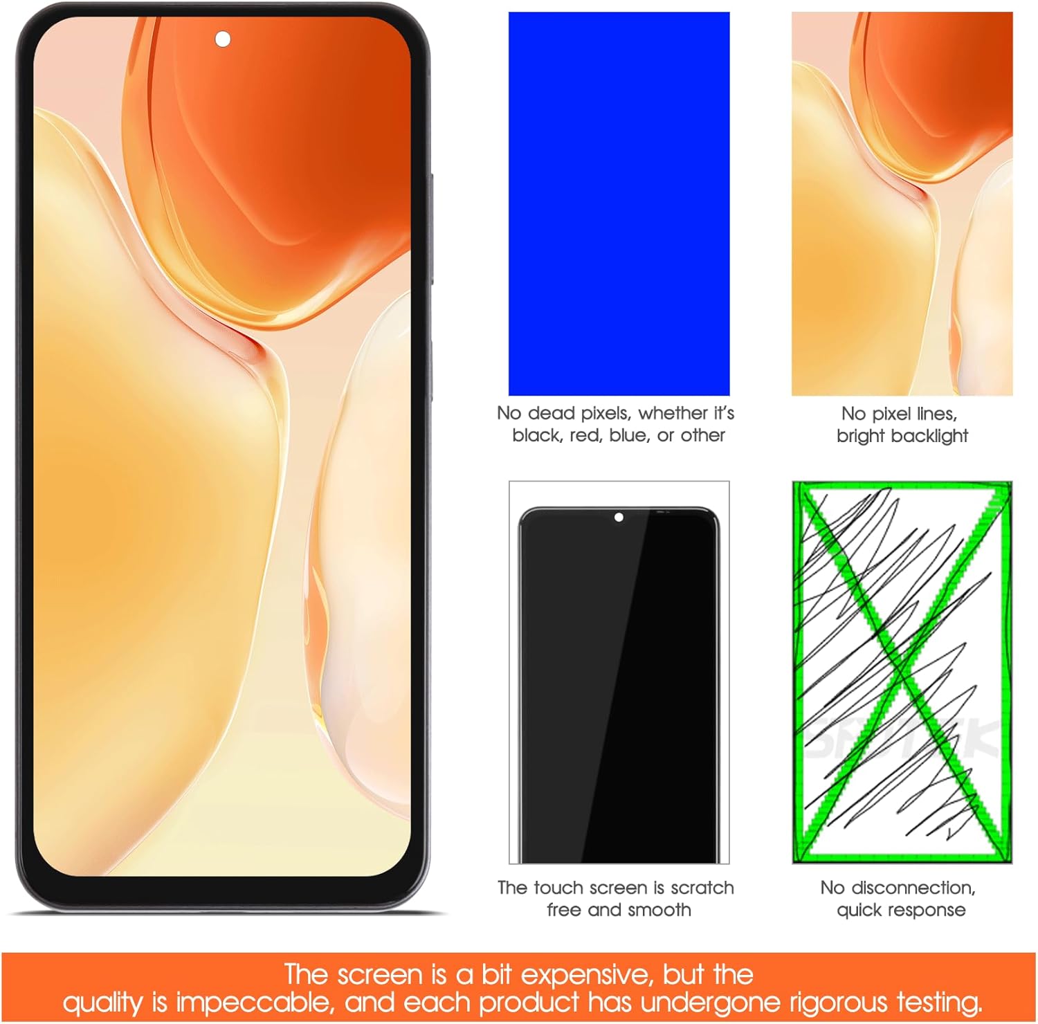 TFT for Samsung Galaxy S24 FE Screen Replacement for Samsung S24 FE LCD Display S721B S721W S721U LCD Digitizer Touch Screen Assembly Repair Kits with Frame