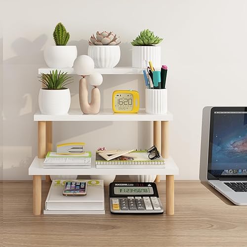 Miniatura 4 de Tovacu Estante para plantas de alféizar de ventana, estante de organización y almacenamiento de escritorio de 3 niveles, estante de almacenamiento y