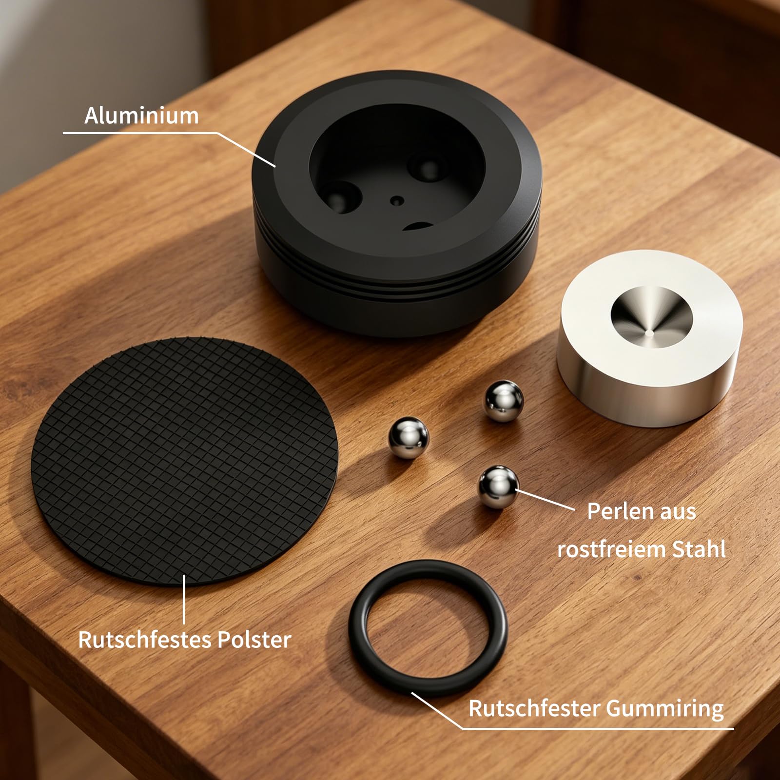 HiFi Supporto per altoparlante 50×20 mm alluminio ammortizzatori piedini isolanti 4 pezzi nero