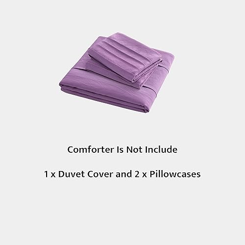 Miniatura 6 de Oli Anderson Funda de edredón morada tamaño King funda de edredón plisada King juego de ropa de cama con textura suave y transpirable de 3 piezas