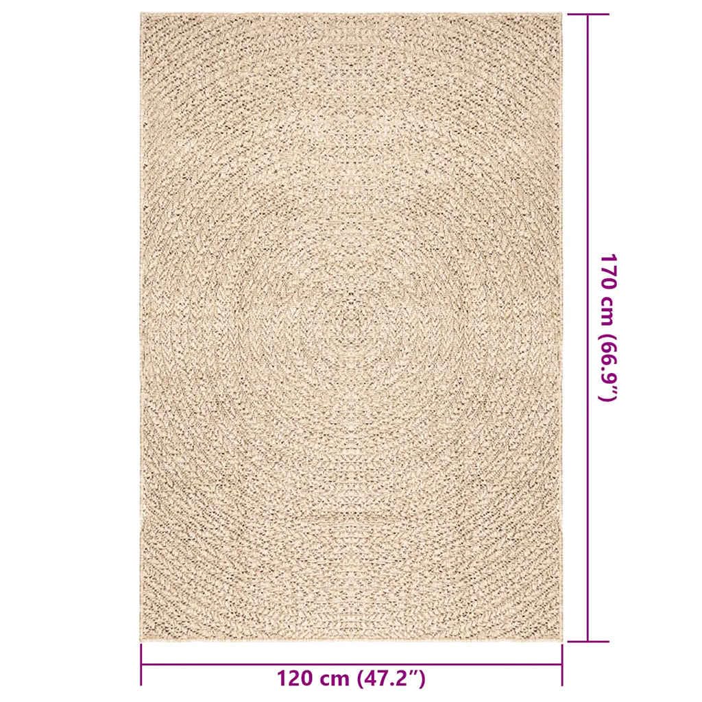 Alfombra para exteriores (120 x 170 cm, polipropileno, con aspecto de yute, resistente a los rayos UV, para balcón, sala de estar, luz y resistente, para sala de estar, terraza, jardín