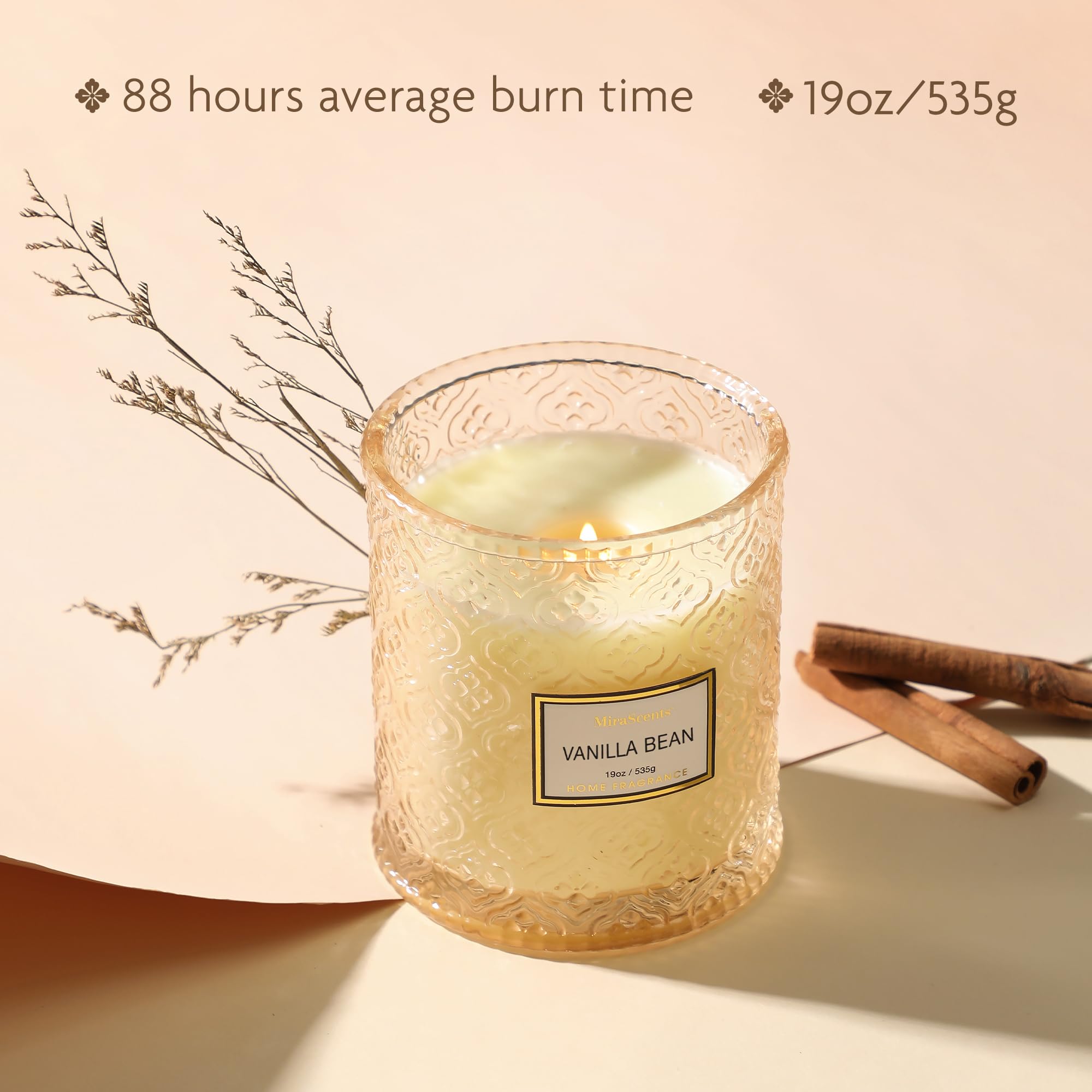 Velas perfumadas de vainilla, vaina de vainilla de invierno de 538.6 g, regalos para mujeres, velas decorativas grandes de lujo en vidrio, cera de soja natural para el hogar