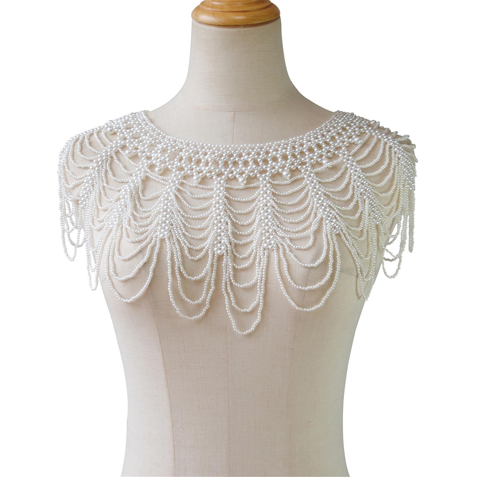 Künstlicher Perlenschal für Hochzeitskleid, modische Schulterkette für Cheongsam, eleganter Schulterwickel für formelle Anlässe, Party und Hochzeit, handgefertigter Schmuck