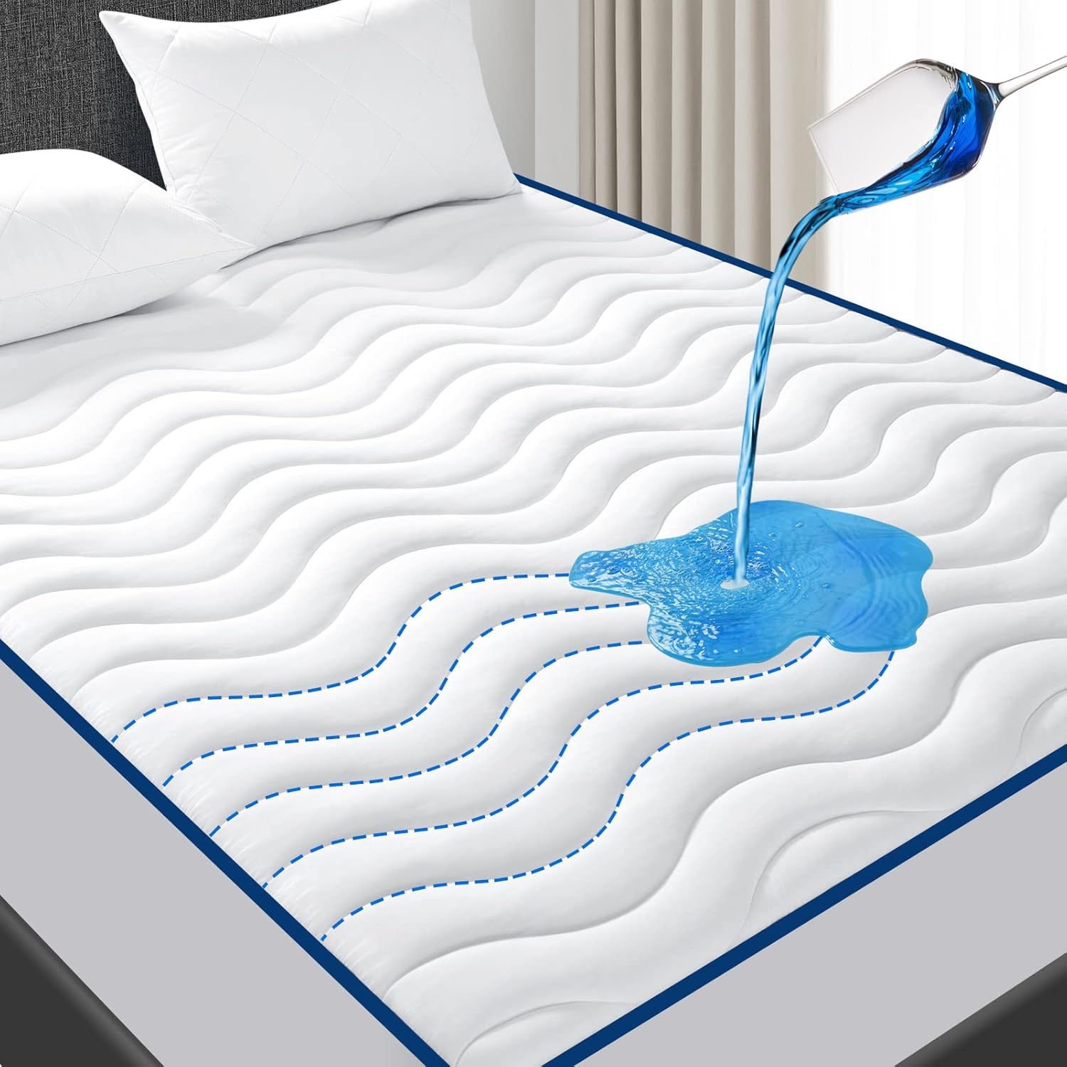 King Size Waterproof Mattress Pad, Quilted Mattress