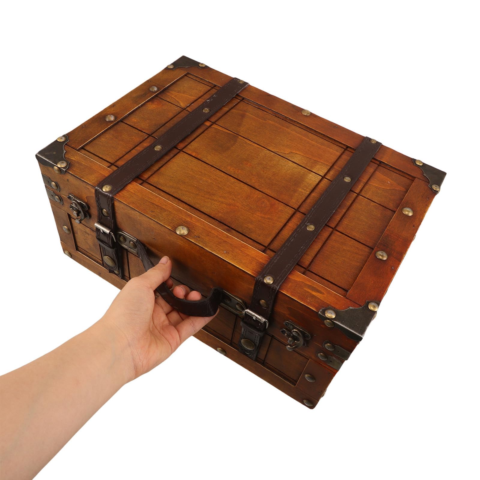 Unomor Baule Portatile in Legno Retrò con Chiusura Antica e Manico