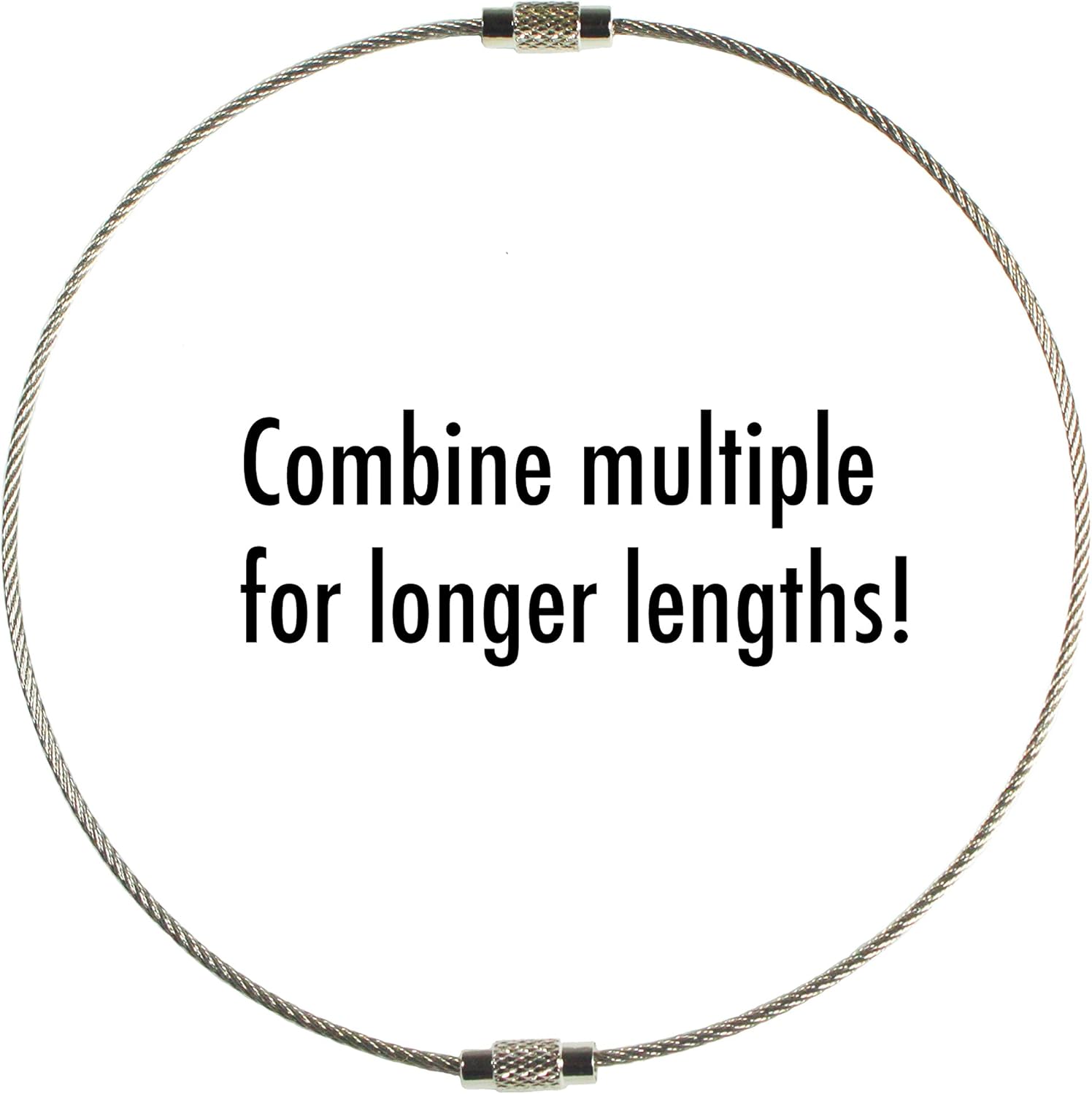 Stainless Steel Wire Keychains 2mm 6.3 Inches Aircraft Cable Key Ring Loops for Hanging Luggage Tags or ID Tags (100 Pack Nylon Coated)