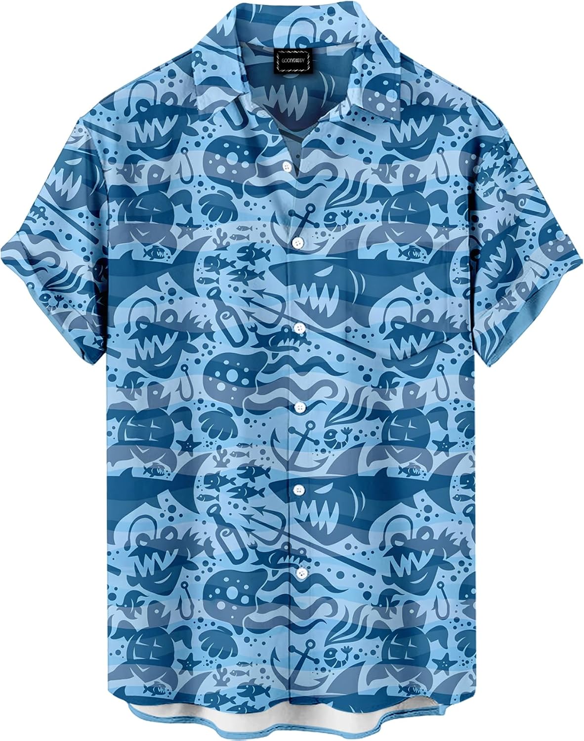 Men's Funny Ocean Animal Print Button Down Shirt Casual Tropical Hawaiian Beach Vacation Shirt