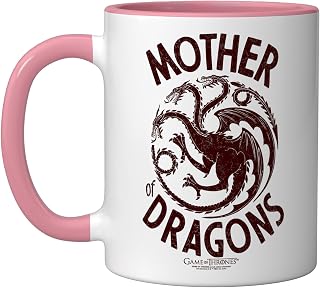 Pink-and-white Game of Thrones Mother of Dragons ceramic mug