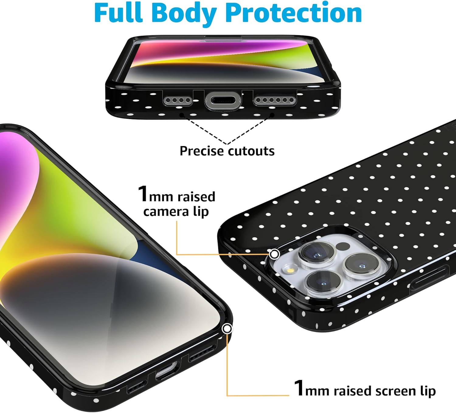 Casely iPhone 16 Pro Case | On the Dot | Black Polka Dot | Compatible with MagSafe | Classic Ultra Slim Design