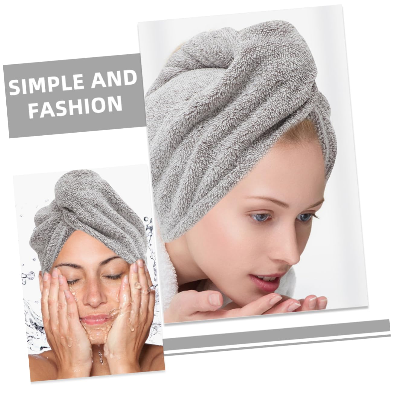 MAGICLULU 4 Juegos Gorro para Cabello Seco Gorro para Secar El Cabello Mojado Turbantes para Mujeres Gorra De Pelo Seco Mujer Toalla para Secar El Cabello Vellón De Coral Grey 2 Piezas * 4