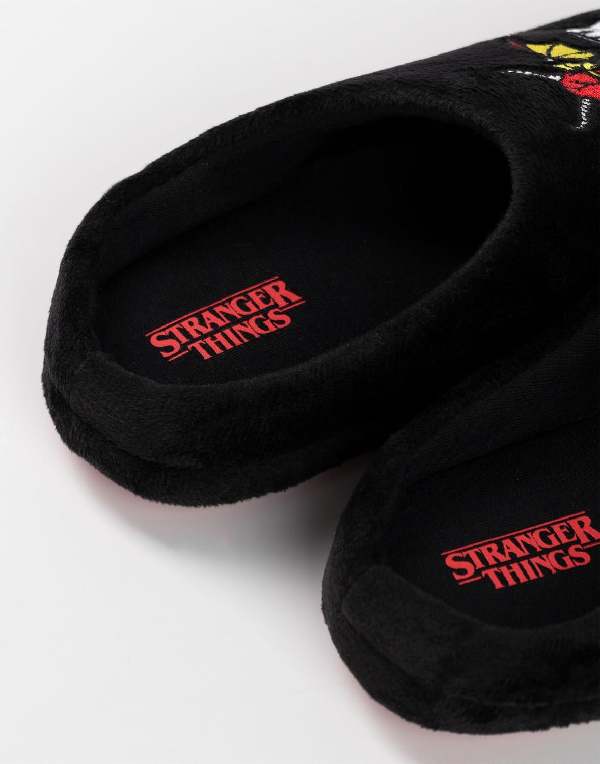 Stranger Things Unisex Kids Black Logo Mule Slippers | Indoor Footwear for Lounging | Comfortable Slippers