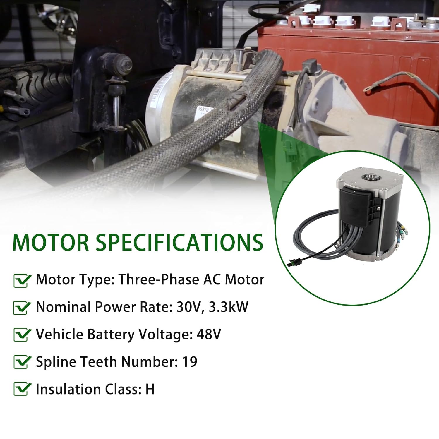 611355 AC Drive Electric Motor 48V Compatible with E-Z-GO Electric RXV Golf Carts 2FIVE Cushman LSV 800 2012-2015