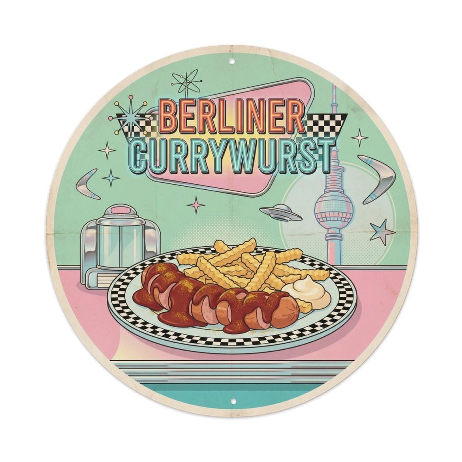 German Berliner Currywurst Street Food Travel Metal Tin Sign