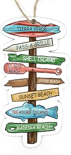 St Pete Beach, FL Driftwood Souvenir Ornament | 4” Wood Hanging Map Ornament with Artwork | Perfect for Wine Bottles, Gift Bags, or Christmas Tree