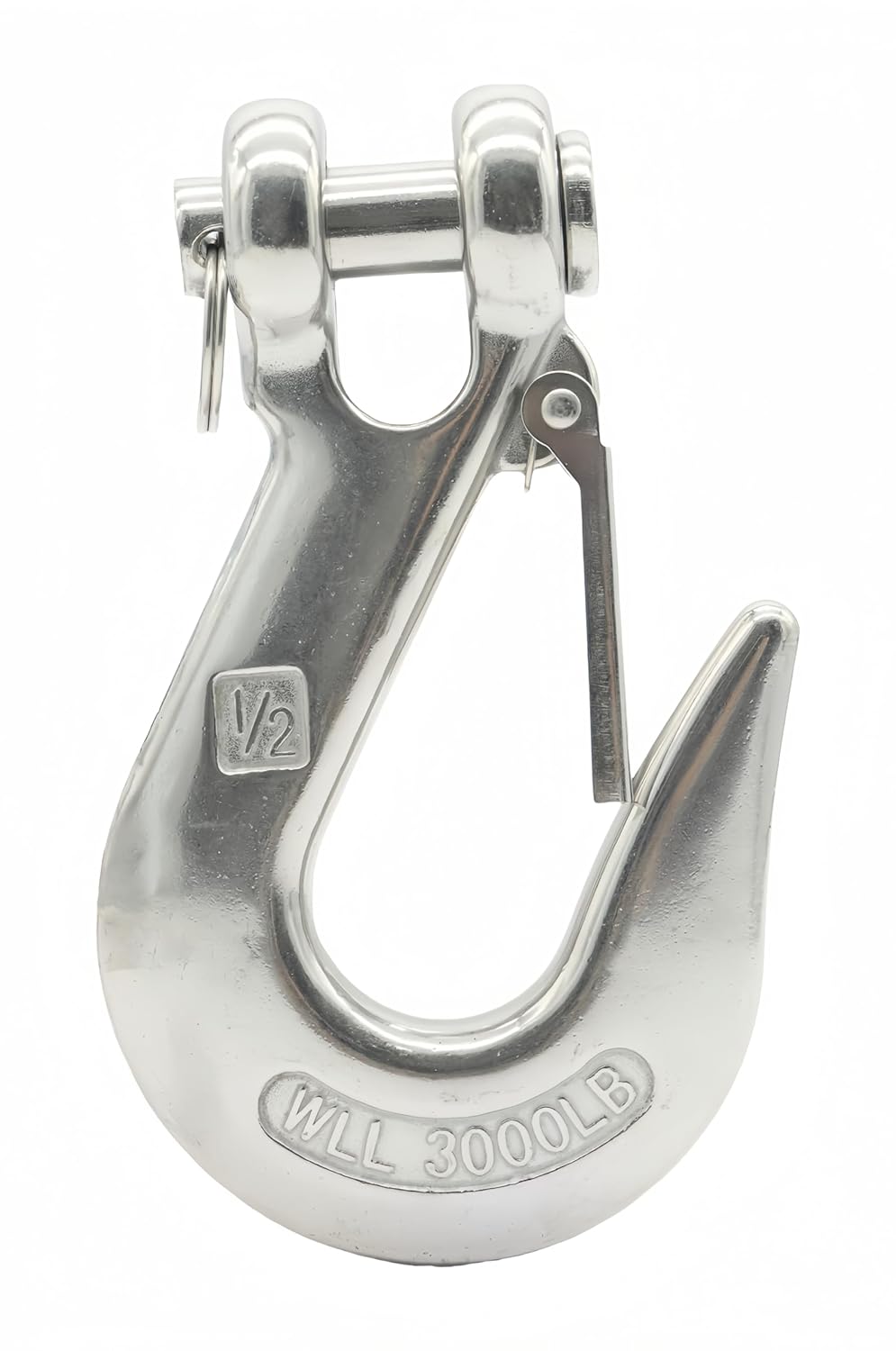 1/2 Inch Safety Chain Hook with Latch,Heavy Duty Clevis Slip Hook Lifting Hook Winch Hook Tow Hook for Chain,304 Stainless Steel Crane Grab Hook Trailer Chain Hook,Capacity 3000Lbs