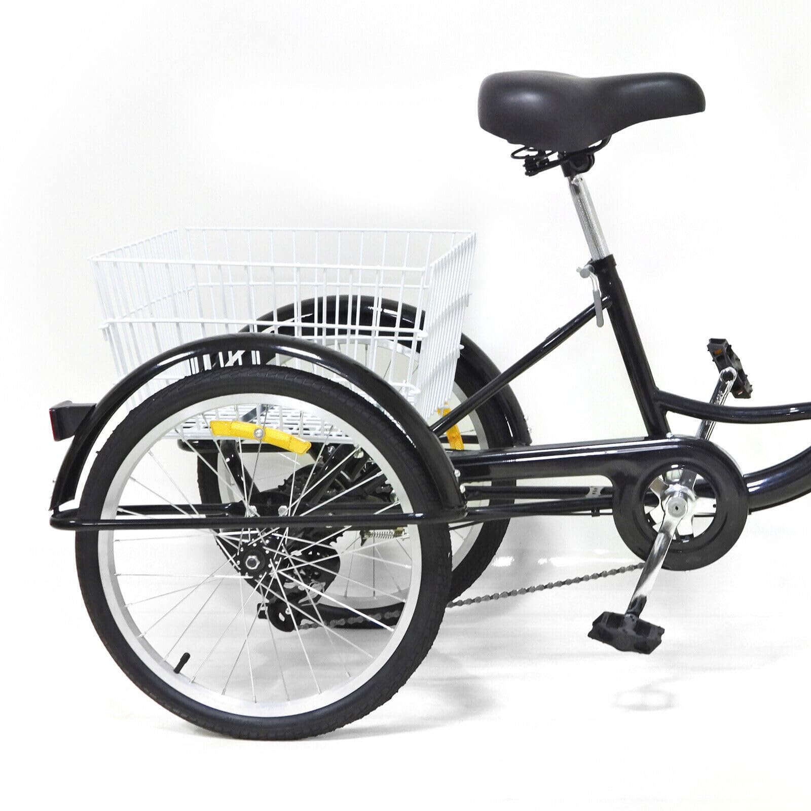 Triciclo para adultos con cesta de la compra, 3 ruedas, triciclo para adultos, lámpara de aluminio, cesta, cesta de la compra, portátil, 8 velocidades, 20/24 pulgadas