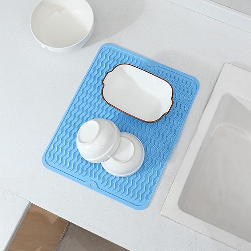 Miniatura 644 de Tapete de silicona para secado de platos para múltiples usos, fácil de limpiar, ecológico, resistente al calor, tapete de silicona para encimera