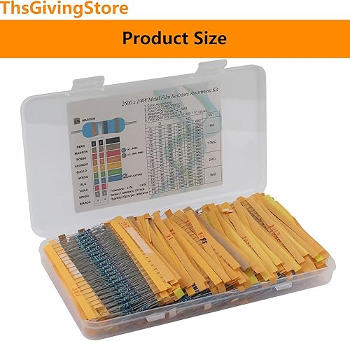 Miniatura 9 de Kit surtido de resistencias de 130 valores de 2600 piezas, 1 ohmio - 3M Ohm 1/4w 1% Metal Resistors Kit con caja de almacenamiento para proyectos y