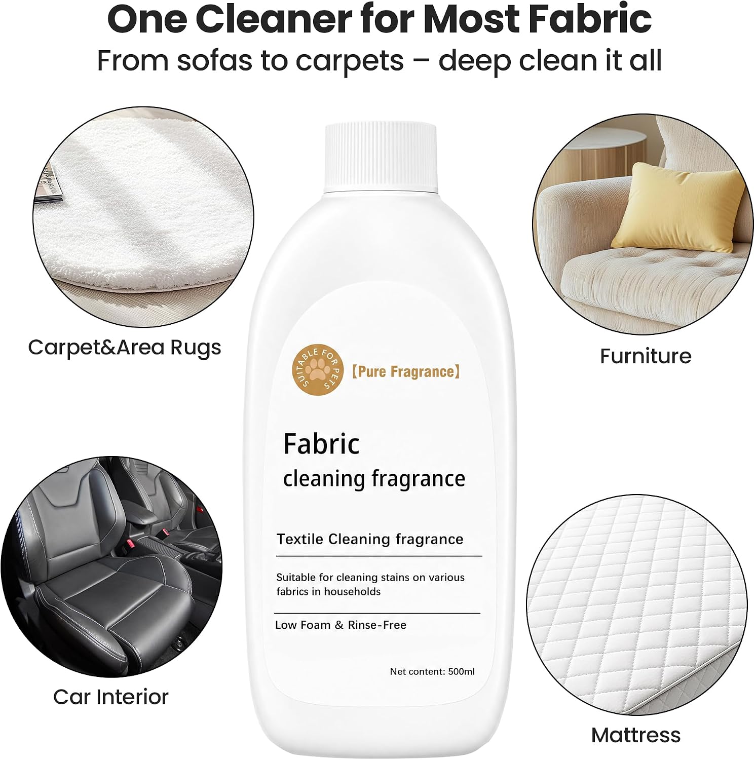 2-Pack Fabric Cleaning Solution Compatible with Uwant Carpet Cleaner,Spot Cleaner for Couches, Carpets, Mattresses & Auto Interior (16.9 fl oz)