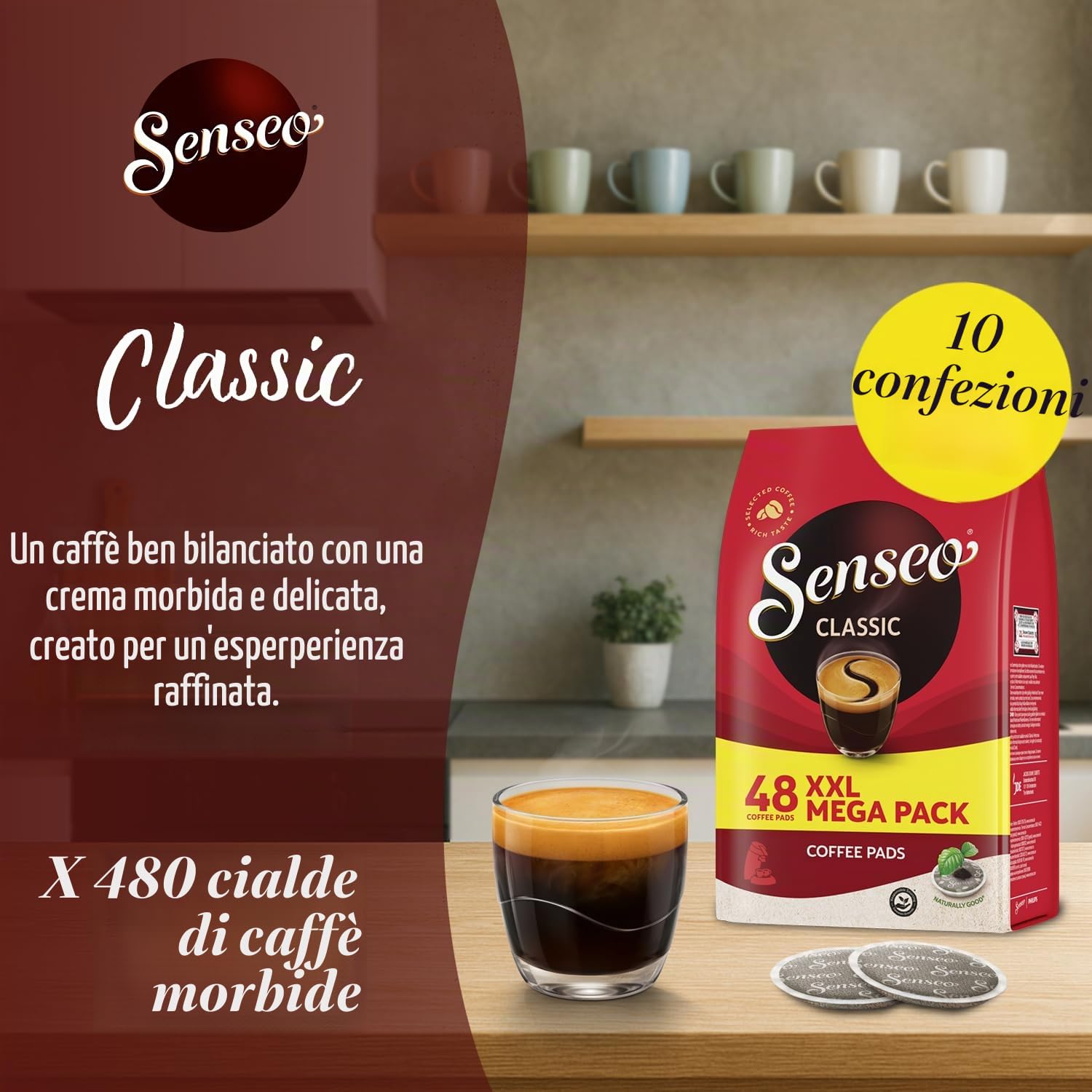 Senseo Classic/Classico, Intenso e Pastoso, 10 Confezioni x 48 Cialde di caffè