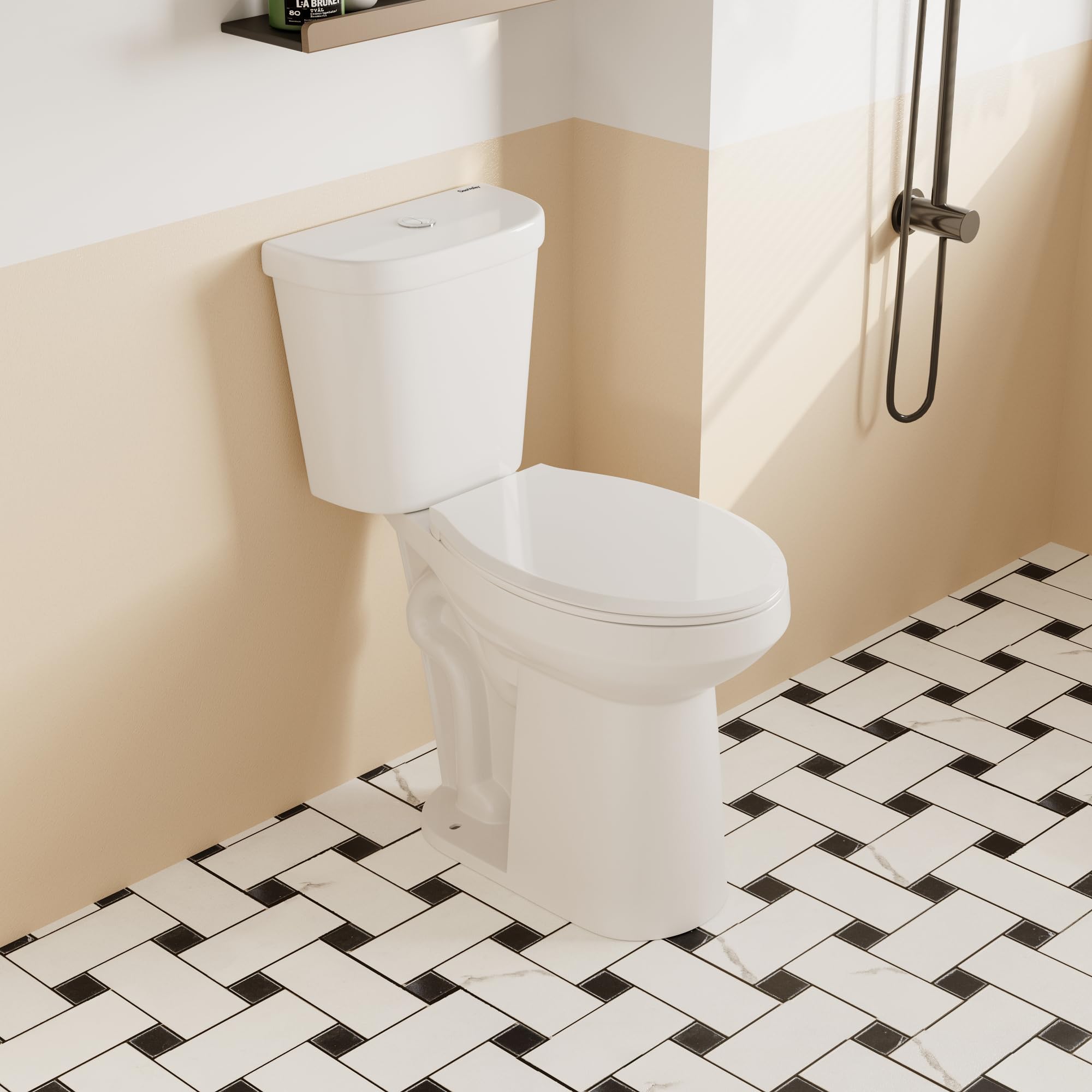 DeerValley 21-Inch Extra Tall Two-Piece Toilet, Elongated Bowl, Dual Flush 1.1/1.6 GPF, ADA Comfort Height, Includes Soft Close Seat, Ideal for