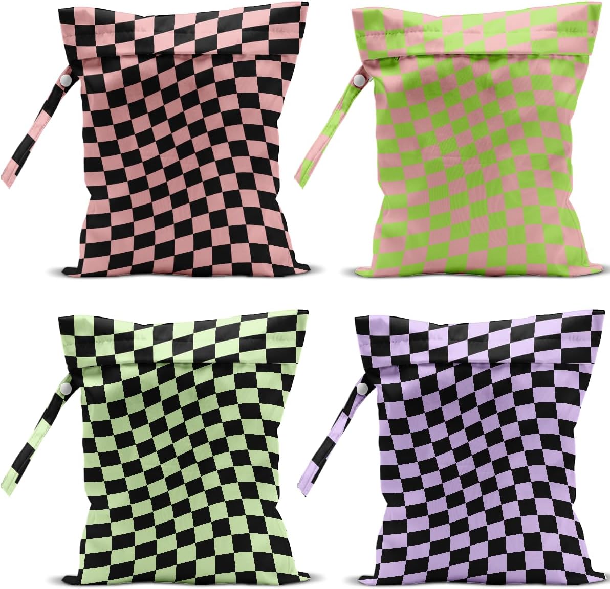 4 Pack Colorful Rainbow Neon Leopard Wet Bag Waterproof Washable Reusable Wet Dry Bag for Swimsuit Clothes Cloth Diaper Travel Pool Yoga Gym Toiletries Gift for Women Friend Bestie Christmas Birthday