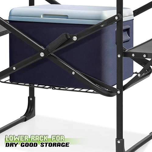 Miniatura 8 de Magshion Mesa de campamento plegable para cocinar al aire libre, mesa de picnic plegable portátil de aluminio, 52 x 17.5 x 32 pulgadas (negro)