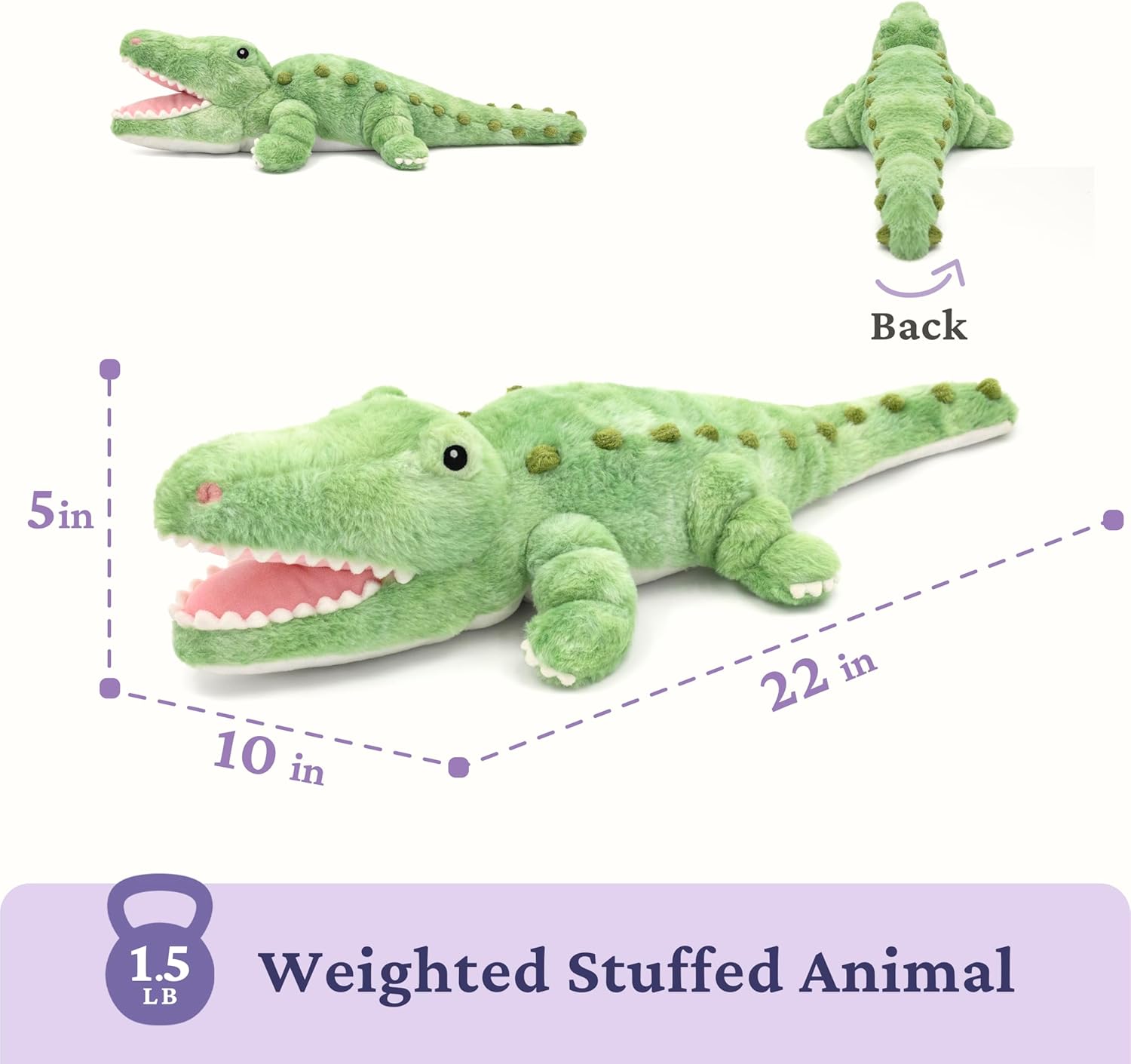 IKASA Microwavable Crocodile Stuffed Animal,Heating Pad for Comfort and Warmth, Heatable and Coolable 1.5lbs Weighted Lavender Scent Alligator Plush Toy, Gift for Kids Boys Girls Adults