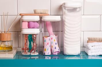 Food Storage Containers with Lids Airtight, 4 Piece Set Clear Plastic Food Containers with Easy Lock Lids for Kitchen Pantry Organization and Storage, 9.24 Qt. Keeps Food Fresh & Dry