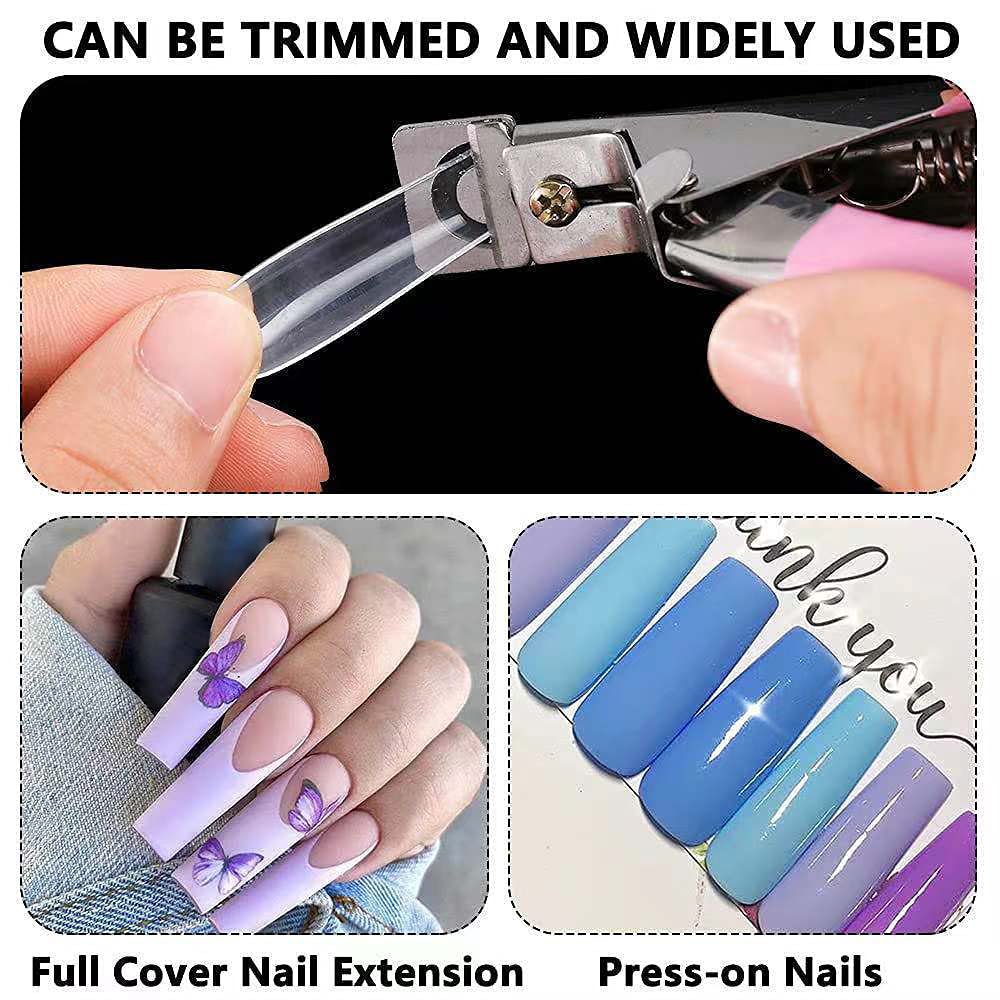 120Pcs Extra Long XXL Clear Nail Tips with Box