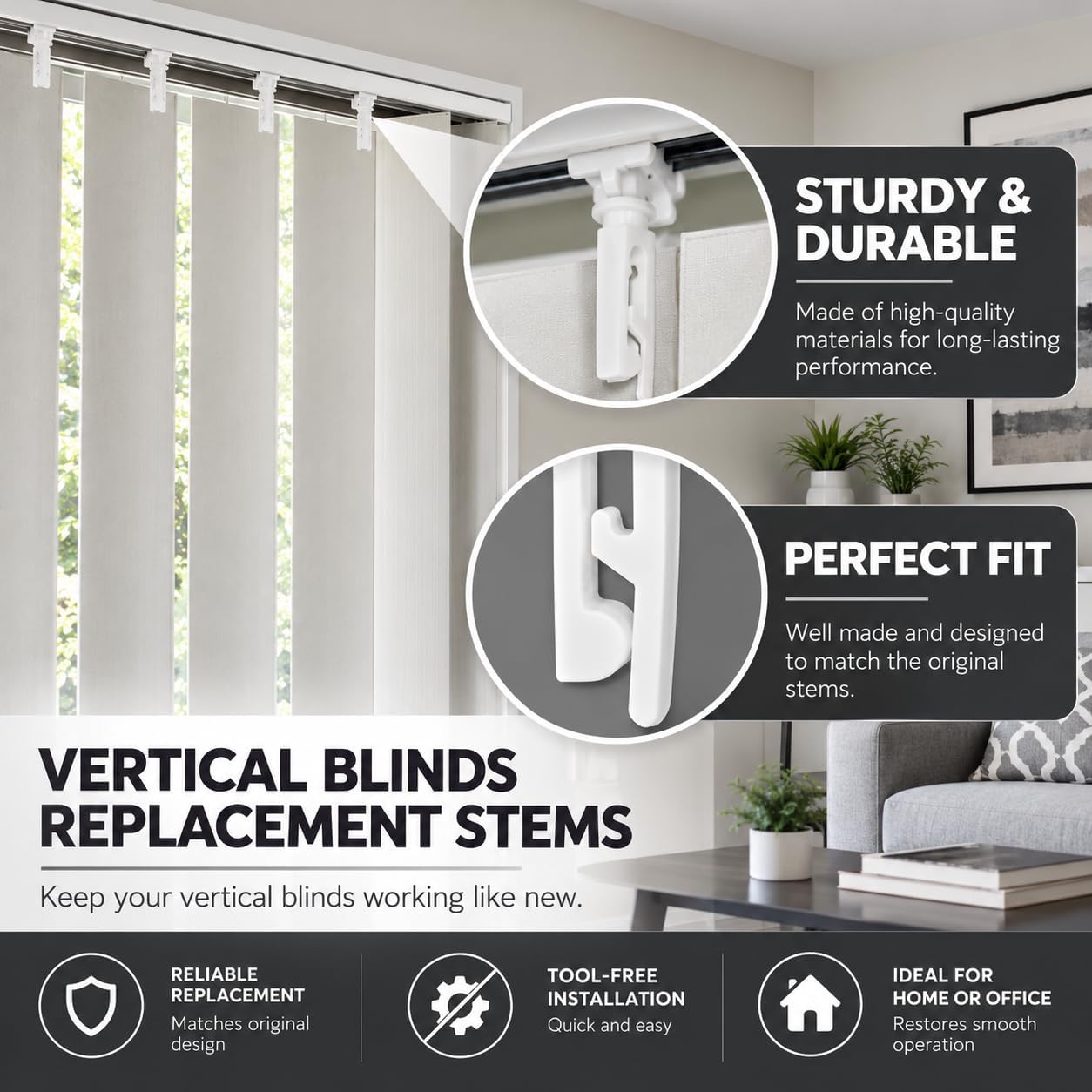 (8 Pieces) Vertical Blinds/Curtains Replacement Carrier Stem Part Stem Clip